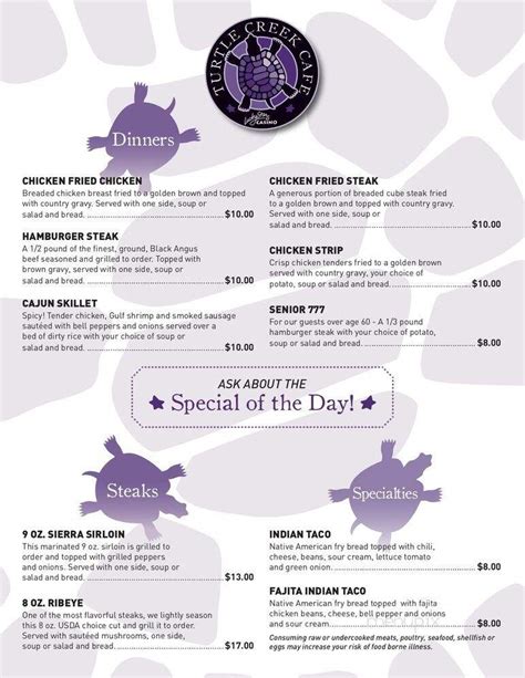 Online Menu of Lucky Star Casino, Clinton, OK.
